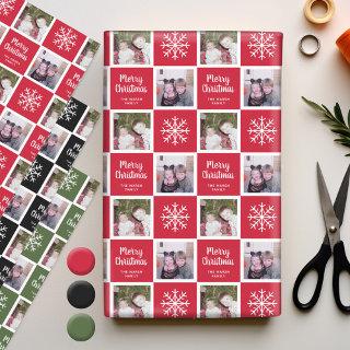 2 Photo Red Green Black Merry Christmas Snowflakes  Sheets