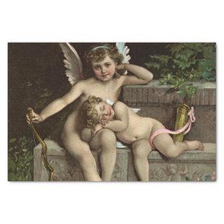 2 retro cupids sitting tissue paper