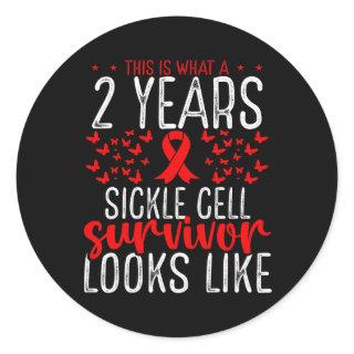 2 Years Sickle Cell Survivor Ribbon Sickle Cell Aw Classic Round Sticker