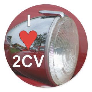 2CV Ente Headlamp I love Classic Round Sticker