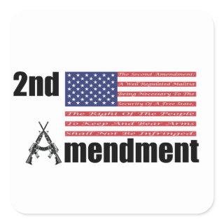 2nd Amendment AR Rifles A and Flag Square Sticker