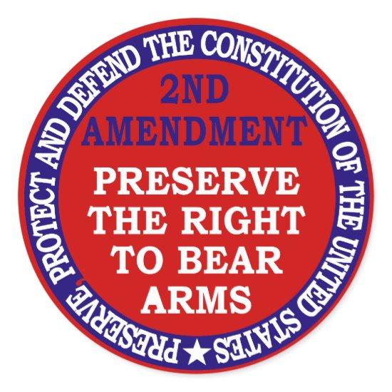 2nd Amendment Circle Round Sticker