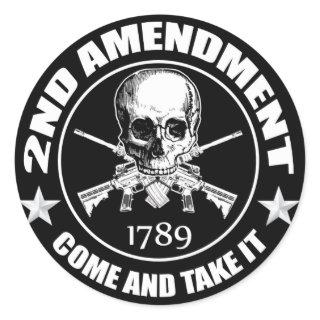 2nd Amendment Come And Take It Skull And AR's Classic Round Sticker