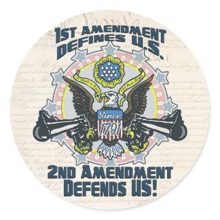 2nd Amendment Defends  Gun-Toting Eagle Gear Classic Round Sticker