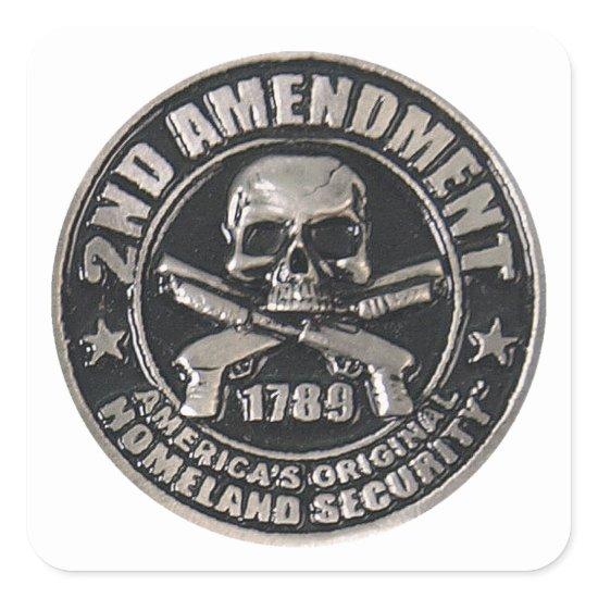 2nd Amendment Medal Square Sticker