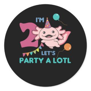 2nd Birthday Axolotl Two Year Old Sweet Axolotls Classic Round Sticker