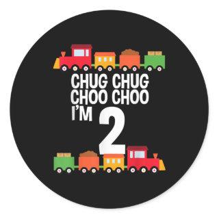 2nd Birthday Chug Chug Choo Choo I'm 2 Train Party Classic Round Sticker