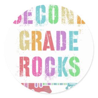 2nd GRADE Rocks Student Teacher Team Second Grader Classic Round Sticker