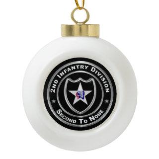 2nd Infantry Division  Ceramic Ball Christmas Ornament