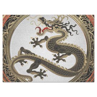 [300] Black and Gold Sacred Eastern Dragon Tissue Paper