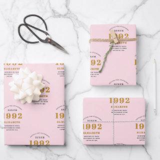 30th Birthday 1992 Elegant Gold Pink Grey  Sheets