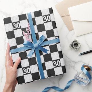 30th Birthday Black and White Checks