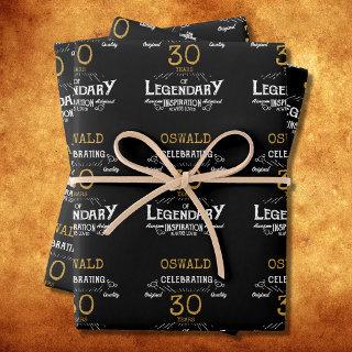 30th Birthday Black Gold  Legendary Retro  Sheets