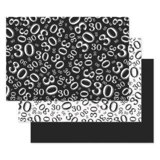 30th Birthday Black & White Number Pattern 30  Sheets