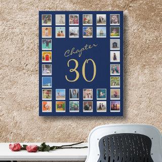 30th Birthday Chapter 30 Family Photo Collage Faux Canvas Print