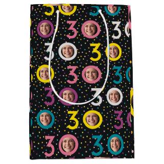 30th Birthday Customize Photo Medium Gift Bag