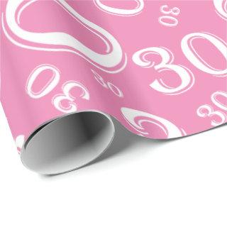 30th Birthday Pink and White Number Pattern (L)