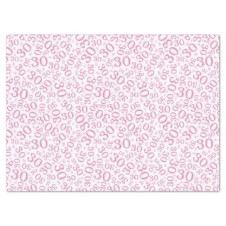30th Birthday Pink Collage Number Pattern Tissue Paper