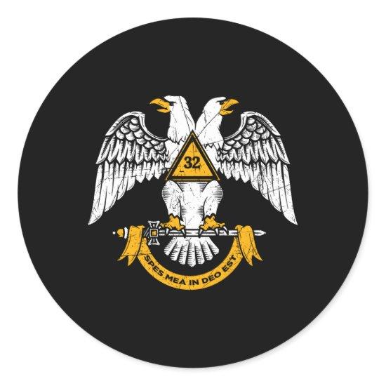 32Nd Degree Masonic Scottish Rite Wings Down Fathe Classic Round Sticker