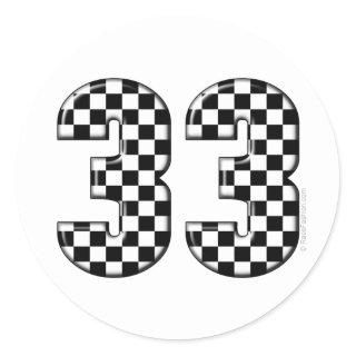 33 auto racing number classic round sticker