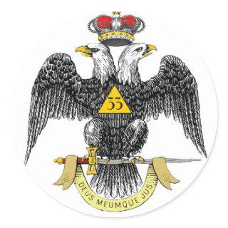 33rd Degree Scottish Rite Black Eagle Classic Round Sticker