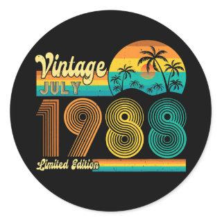 34 Year Old Vintage Since July 1988 Gifts 34th Classic Round Sticker