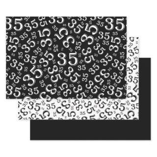 35th Birthday Black/White Random Number Pattern 35  Sheets