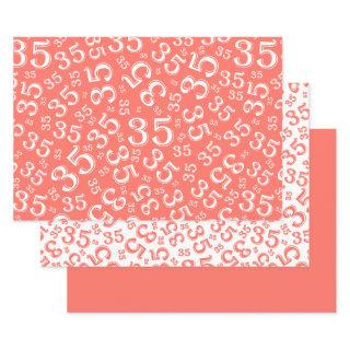 35th Birthday Coral/White Random Number Pattern 35  Sheets