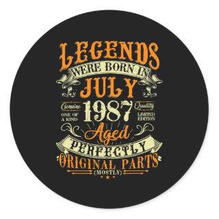35th Birthday Gift 35 Years Old Legends Born In Classic Round Sticker