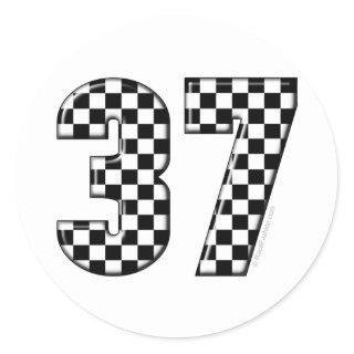 37 auto racing number classic round sticker