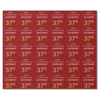 37th Birthday: Elegant, Red, Faux Gold Look