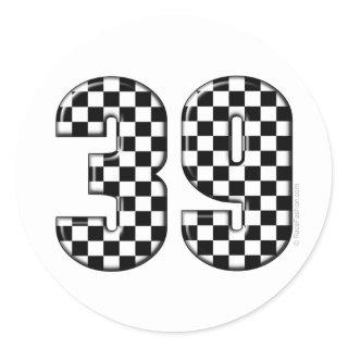 39 auto racing number classic round sticker