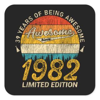 39 Year Old Bday 1982 Awesome Since 39th Birthday Square Sticker