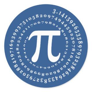 3.14 Number Spiral Blue Pi Day Classic Round Sticker