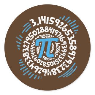 3 14 Pi Pop Art Spiral Math Science Geek Pi Day Classic Round Sticker