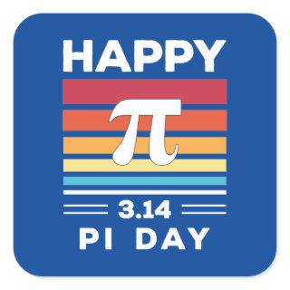 3.14 Vintage Sunset Happy Pi Day Square Sticker