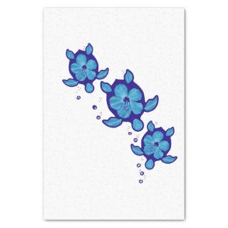 3 Blue Honu Turtles Tissue Paper