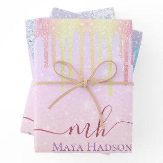 3 Color Chic Colorful Girly Glitter Drips  Sheets