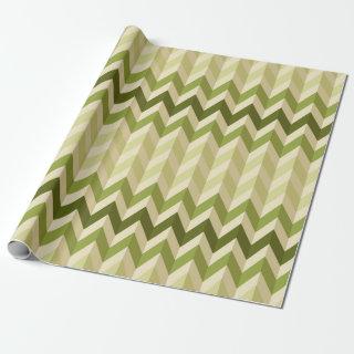 3-D Illusion Zig Zag in Soft Warm Shades of Green