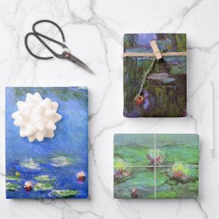 3 different Waterlilies Flowers by Claude Monet  Sheets