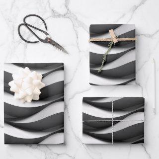 3 Dimensional Wavy Black and White Pattern  Sheets