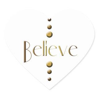 3 Dot Gold Block Believe Heart Sticker