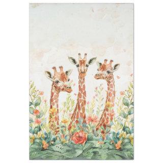 3 Giraffe Decoupage Paper Watercolor