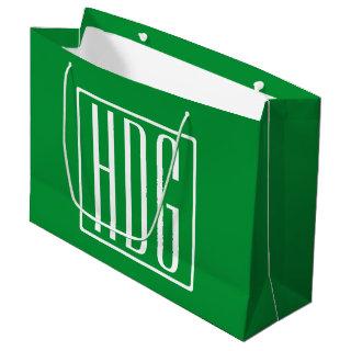 3 Initials Monogram | Green & White Large Gift Bag