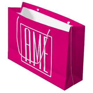3 Initials Monogram | White On Hot Pink Large Gift Bag