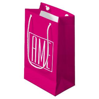 3 Initials Monogram | White On Hot Pink Small Gift Bag