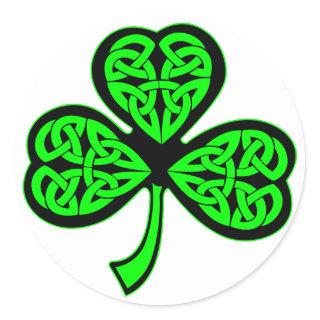 3 Leaf Celtic Shamrock Classic Round Sticker
