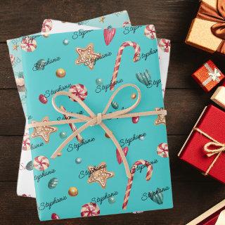 3 Names Cute Matching Christmas Candy 19x29  Sheets