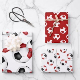 3 pc coordinating red black team colors soccer  sheets