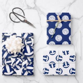 3 pc volleyball patterns coordinating blue white   sheets